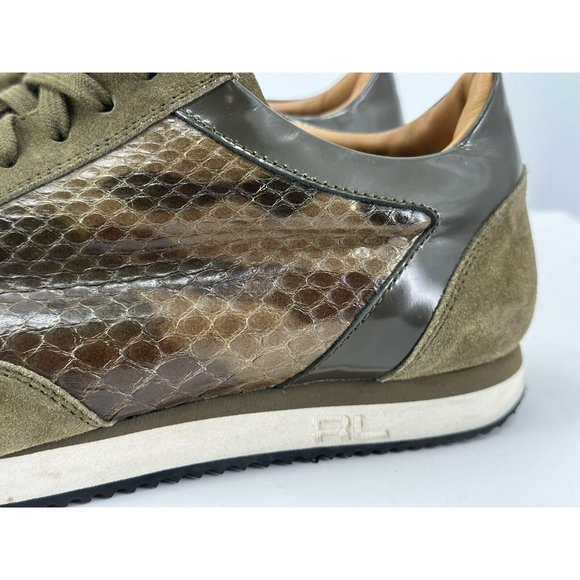 Ralph Lauren Purple label suede & Snakeskin Sneakers Made Italy 10.5-narrow - Picture 7 of 14